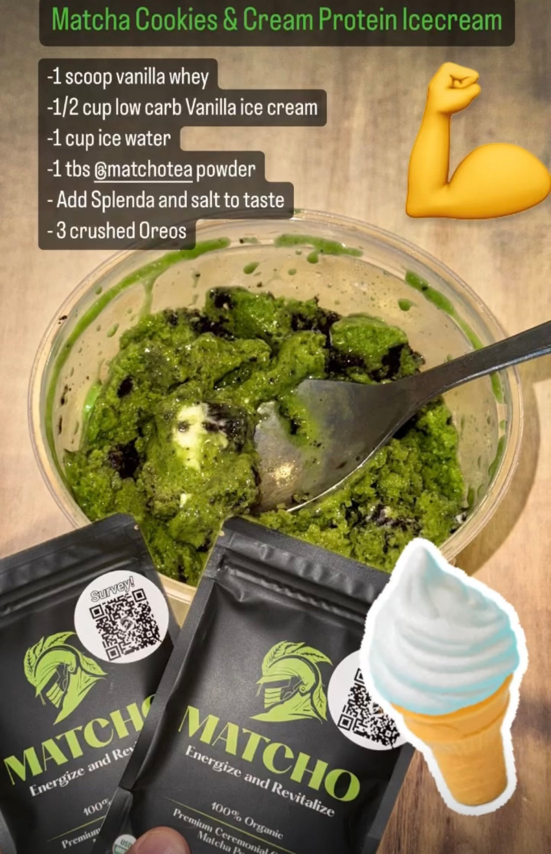 Matcha Cookies and Cream Protein Ice Cream Recipe - Matcho!