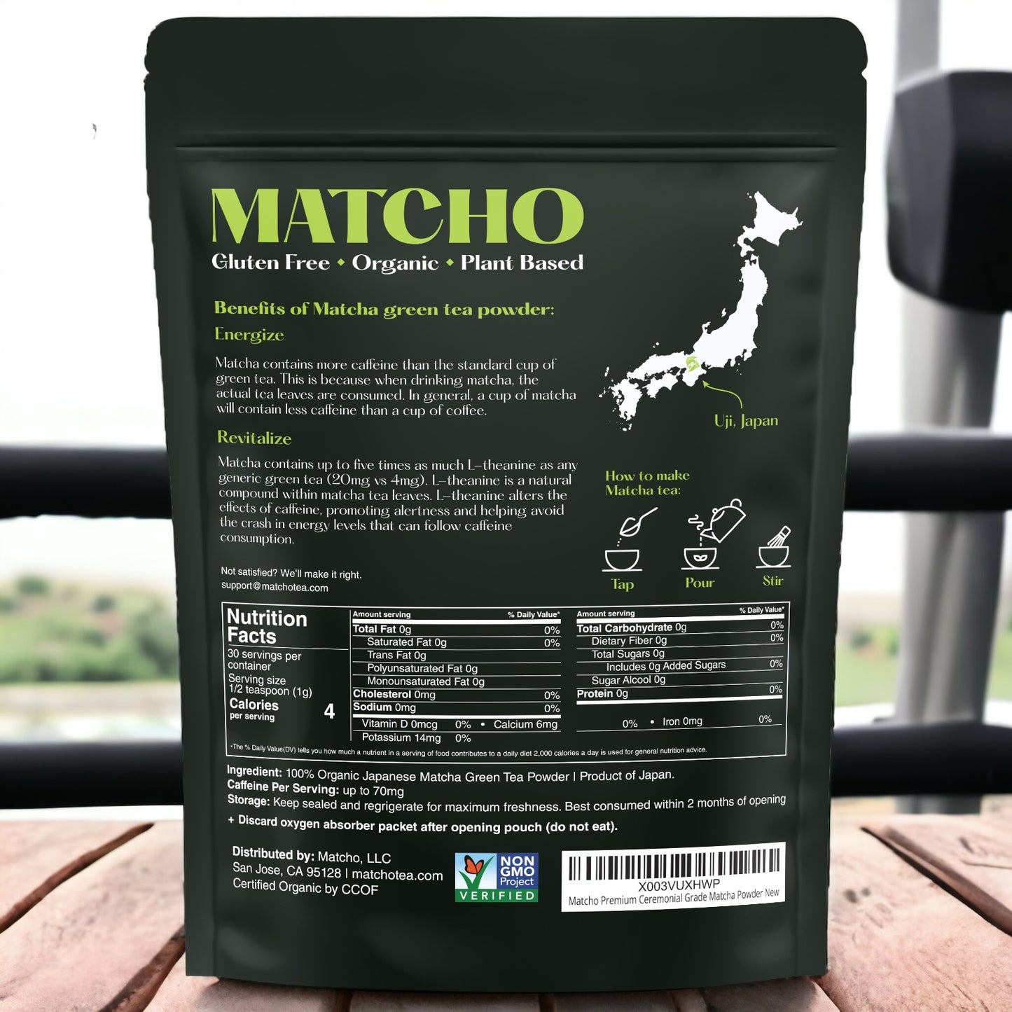 Matcho | Premium Organic Ceremonial Grade Matcha Powder – Authentic Japanese First Harvest Ceremonial Grade Matcha Green Tea Powder from Uji, Kyoto (30g)